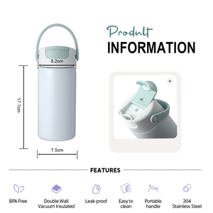 Ensemble <span class=keywords><strong>de</strong></span> bouteilles d'eau Everich en Tritan et acier inoxydable avec couvercle à paille rabattable et poignée confortable pour tous les âges - Product Image 6
