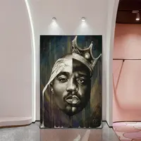 Ritratto di 2PAC Tupac e Biggie Wall Art poster e stampe Rapper astratto di 2PAC dipinti su tela quadri artistici decorazioni per la casa