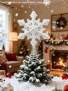 Hochwertiger Metall-3D-Schneeflocken-Baumschmuck für Weihnachten Festival-Stil Lasergeschnitten und Handbemalte Weihnachtsdekoration - Product Image 5