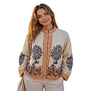 Premium 100% Cotton Digital Printed Casual Unisex Winter <b>Hooded</b> Eco-Friendly Jacket | Handmade Traditional Ethnic Design | Midi - Product Image 1