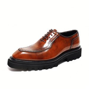 Chaussures habillées de luxe en cuir pour hommes, légères, respirantes, antidérapantes, à lacets, pour le bureau, les occasions spéciales et les mariages - Product Image 2