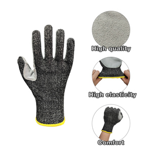 Guantes de Palma de cuero resistentes a pinchazos Guantes de cuero de vaca de trabajo para hombres Parche de Palma Reforzado resistente - Product Image 6