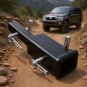 Adaptateur de attelage noir de 1-1/4 pouces avec extension de 6 pouces, capacité de remorquage de 4000 lb, avec goupilles, boulons et écrous inclus, attelage de remorque - Product Image 2