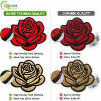 Appliques brodées multicolores de roses scintillantes de haute précision 2,8 pouces pour le bricolage, à thermocoller sur les chapeaux, jupons et vêtements