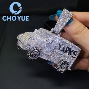 New Trend Iced Out Car Jewelry 925 <b>Silver</b> GRA VVS Moissanite Men Pendant Necklace Hip Hop <b>Charm</b> Pass Diamond Test with GRA - Product Image 1
