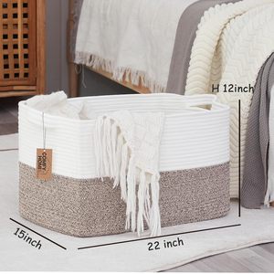 Panier de rangement <span class=keywords><strong>rectangulaire</strong></span> en corde de coton, directement de l'usine, pour la buanderie, les vêtements sales et les articles divers - Product Image 1