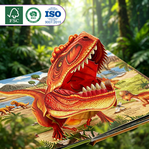 Libro Pop-up 3D Personalizzato con Dinosauri, Libro Pieghevole a Sorpresa, Divertente <span class=keywords><strong>Mondo</strong></span> dei Dinosauri, <span class=keywords><strong>Libri</strong></span> Interattivi per Bambini - Product Image 3