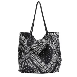 Prezzo all'ingrosso sacchetti di cotone di grandi dimensioni donne casuali tote bag di tela stampata personalizzato patchwork di fiori di stampa shopping hobo borse