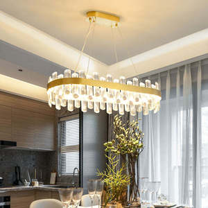 Zèle éclairage moderne créatif or arrondi cristal plafond lustre suspension pour table à manger - Product Image 3