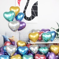 10 "12 pouces en forme de coeur Chrome ballons métalliques Latex métallique métal perle Latex coeur ballon amour cadeau pour la décoration de fête