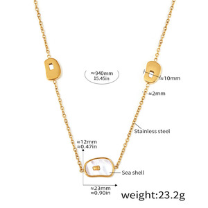 Venta al por mayor de herradura francesa, collar de acero inoxidable de Fritillary del Mar Blanco para mujer, cadena <span class=keywords><strong>multicapa</strong></span> Vintage de lujo, fiesta de moda - Product Image 6