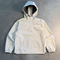 Veste coupe-vent à demi-zip Squirorkop Custom Techwear pour homme, en ripstop imperméable, à capuche, style anorak.