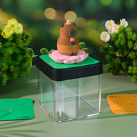 Bloc-notes panoramique Lotus Capybara 2027 avec figurine de capybara marron, notes en papier découpé, base noire lumineuse, pour notes quotidiennes