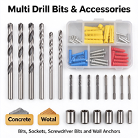 Kit d'outils de perçage à percussion filaire 29 pièces, perceuse à percussion électrique pour perçage de murs et de béton, boîte à outils pour réparation domestique