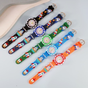 Montre à quartz ronde Gear-Motif fusée spatiale, montre jouet exclusive pour enfants - Product Image 1