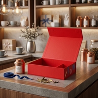 Caja de Regalo Magnética Roja Personalizada con Impresión de Grafiti a Color, Compartimento Dividido, Caja Magnética Plegable para Empaque de Té/Cabello/Belleza