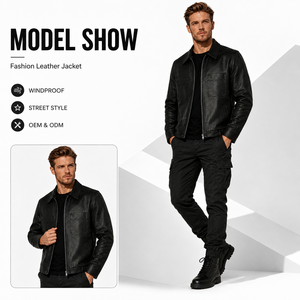 <span class=keywords><strong>Veste</strong></span> en cuir de vache véritable <span class=keywords><strong>pour</strong></span> <span class=keywords><strong>homme</strong></span> de qualité supérieure, style décontracté avec col montant et logo frontal, idéale <span class=keywords><strong>pour</strong></span> la moto en hiver - Product Image 3