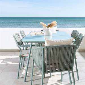 <span class=keywords><strong>Set</strong></span> Bistrot Moderno in Metallo e Alluminio di Alta Qualità per Esterni, Patio e <span class=keywords><strong>Giardino</strong></span> con Sedie e Tavolo in Corda - Product Image 2