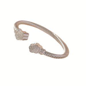 European American Style Titanium Steel Cable <b>Bracelet</b> Geometric Open C Shape <b>Adjustable</b> Unisex Jewelry Gift Rose Gold Gold - Product Image 5