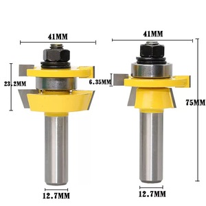 1/2 'gambo rotondo su pannello rialzato 3 Bit porta dell'armadio Set di punta del Router <span class=keywords><strong>con</strong></span> fresa posteriore - Product Image 2