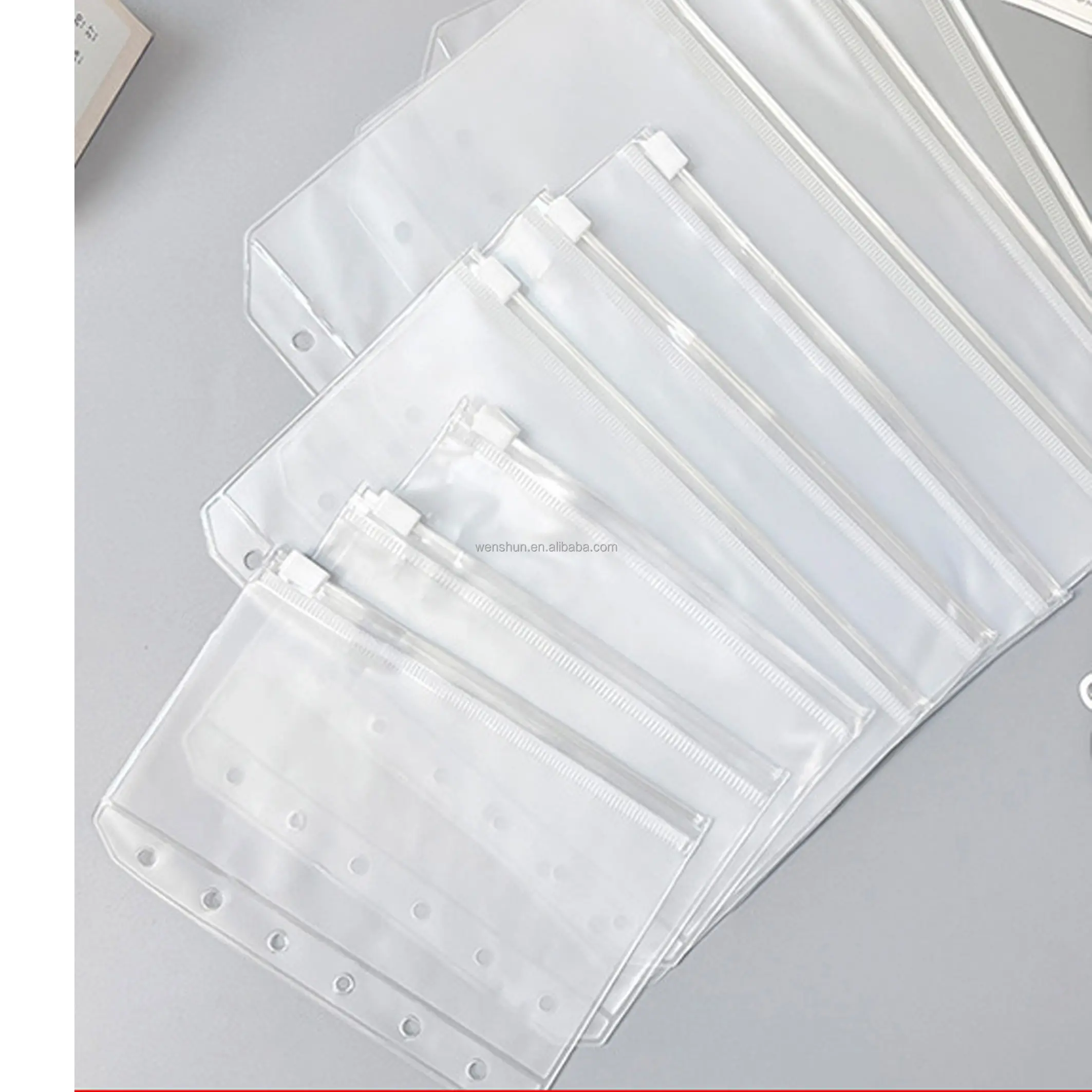ПВХ пластиковые пакеты A5 A6, водостойкие прозрачные папки с застежкой-молнией, 6 колец