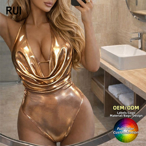 Maillot de bain une pièce imprimé RUIQUWIN pour femme, effet ventre plat, coupe haute, séchage rapide, écoresponsable, idéal pour la plage et les bijoux - Product Image 1