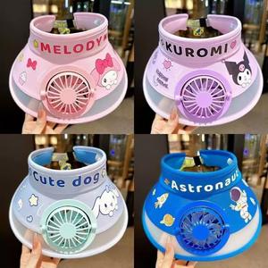 Cappello Estivo 2025 Open Top per Bambini e Bambine, con Ventilatore Ricaricabile a Cartone Animato, Regolabile, Protezione Solare, per Viaggi Quotidiani e Casual, 100% - Product Image 1