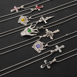 Collar de ojo de diablo estilo Punk a la moda de acero de titanio, joyería, colgante de Ojo Azul con calavera de Diablo, collar largo para hombre - Product Image 2