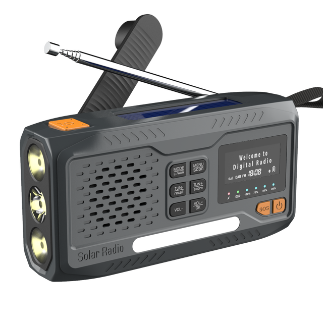 New Model Portable 2000mAh Power Bank Hand Crank DAB+ Radio Emerncy SOS Flashlight Solar FM/AM BT Speaker Survive MP3 Digital