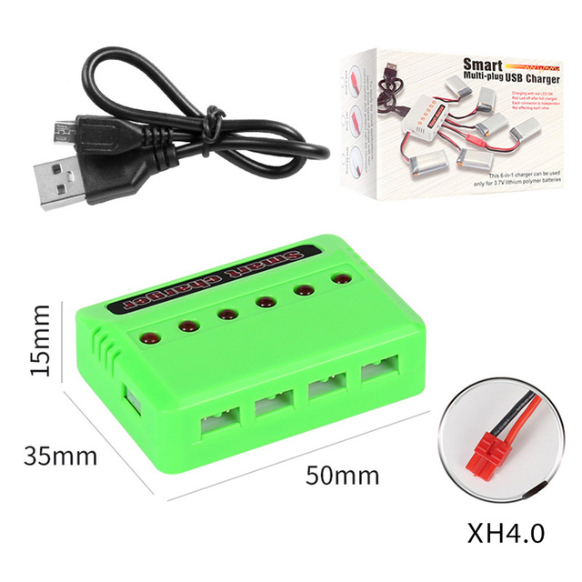 Toys Batteries Charger 6 in 1 3.7V Lipo Rechargeable Smart Car Drone Usb Lithium Battery Charger for XH4.0 Plug