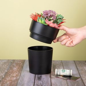 Coffre-fort dissimulé en forme de pot de fleurs noir, boîte de rangement secrète pour garder vos objets de valeur en sécurité - Product Image 3