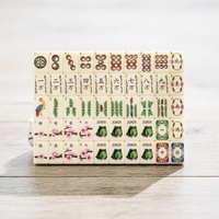 (En stock) Ensemble de mahjong sculpté de style américain en acrylique couleur ivoire Fangfang, table et chaises, cadeau pour les passionnés de jeux