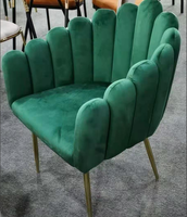 Chaise de salle à manger moderne et légère de luxe en velours à dossier large de haute qualité