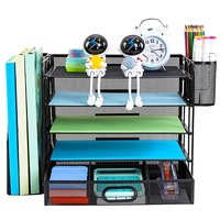 Organisateur de bac à papier à lettres à 5 niveaux avec tiroir et 2 porte-stylos organisateurs de bureau et accessoires pour fournitures de bureau