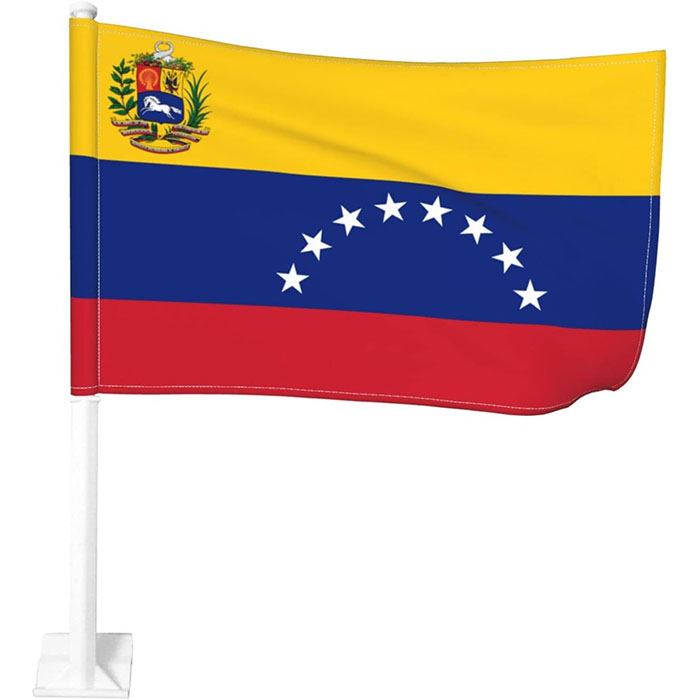 Оптовая продажа, флаги из полиэстера Venezuela Venezuelan для окон автомобиля, 12x18 дюймов, с гибкой пластиковой палкой для декора автомобиля