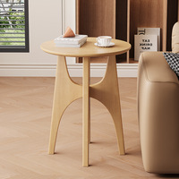 Mesa de Centro Redonda Moderna de Madera, Mesa Auxiliar Pequeña de Estilo Mid-Century, Mesa de Noche Minimalista con Acabado en Nogal para Sofá, Té o Dormitorio, Muebles para el Hogar