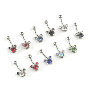 Minimalista solo cristal Rhinestone Mickey vientre anillo ratón <span class=keywords><strong>ombligo</strong></span> <span class=keywords><strong>Piercing</strong></span> cuerpo joyería <span class=keywords><strong>Acero</strong></span> quirúrgico <span class=keywords><strong>Acero</strong></span> inoxidable principal - Product Image 3