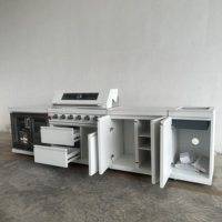 Cuisine extérieure moderne de luxe en acier inoxydable 304, avec barbecue 7 brûleurs, revêtement poudré, hauteur réglable