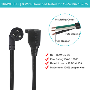 Dây Nối Dài Điện Xoay Chiều SJT18AWG 6ft PVC Ổ Cắm Kết Nối 5-15R Với Phích Cắm NEMA 5-15P - Product Image 2