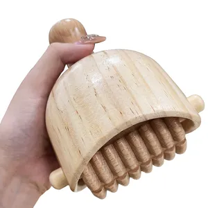 Wood Therapy Massage Tools Handheld Wooden Swedish Cup with Roller Wood Sculpting Tools for Body