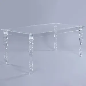 Table à manger en acrylique transparent Bureaux de mariage en acrylique Table de verre Table de mariage en acrylique pour hôtel en cristal
