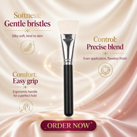 Kuas Makeup Profesional Label Pribadi Bulu Sintetis Gagang Kayu Kuas Foundation Wajah