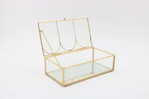 Luxury Glass Jewelry Storage Box Cosmetic Case Makeup Storage Organizer