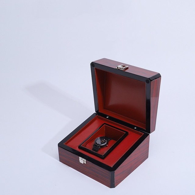 High End Painted Watch Case Watches Packaging and Storage Box Wooden Flip Cover Wooden Customizable Carved Jewelry Gift Box