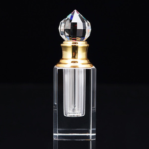 Small Bridge Luxury Fancy Art Style <strong>Empty</strong> Clear Square Crystal Glass Packaging Perfume Bottle with Gold Aluminum Crystal Ball - Product Image 2
