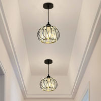 Lustre en cristal LED suspendu en fer avec télécommande, alimenté par courant alternatif, pour salon, balcon et couloir