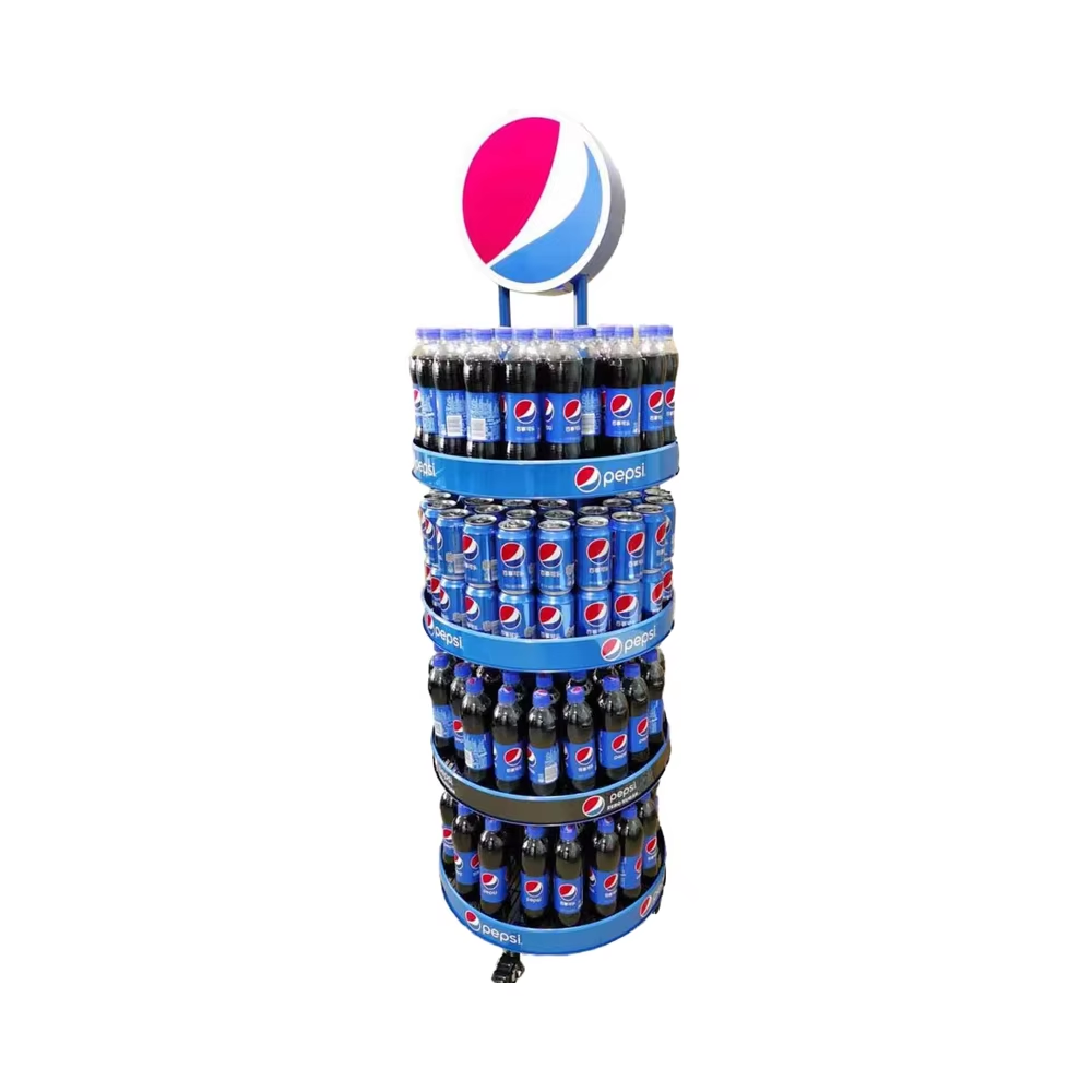 Customized Double-Sided Beverage Juice Display Stands Supermarket Rack — view 1