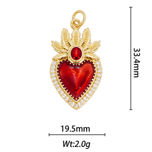 Heart Shaped Wing Pendant Charm 18k Gold Plated Copper Alloy Women's Necklace Gift Jewelry Bezel Setting Themed Pendants - Product Image 4