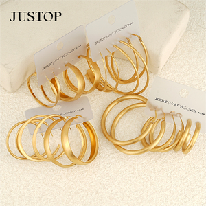 Trendy <b>Hook</b> Hoop <b>Earrings</b> 18K Gold Plated Stainless Steel Hypoallergenic Women's Fashion Jewelry - Product Image 4