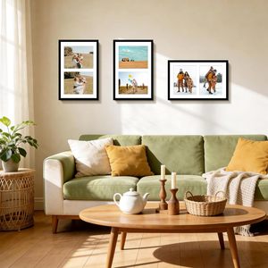 Cadre photo en bois noir S&L 12x19 avec passe-partout blanc, affiche <span class=keywords><strong>deux</strong></span> <span class=keywords><strong>photos</strong></span> 8x10, décoration murale en verre véritable avec accroche à dents de scie - Product Image 5
